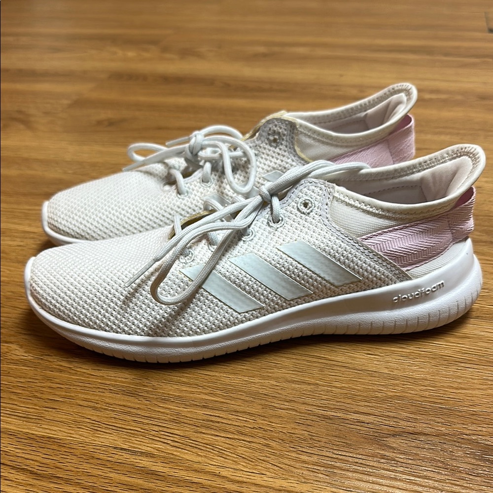 Adidas Women's White and Pink Sneakers